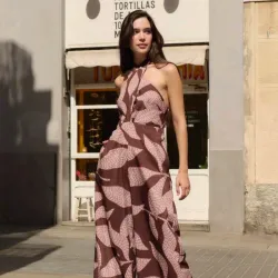 Jumpsuit Halter Cross /Marrón