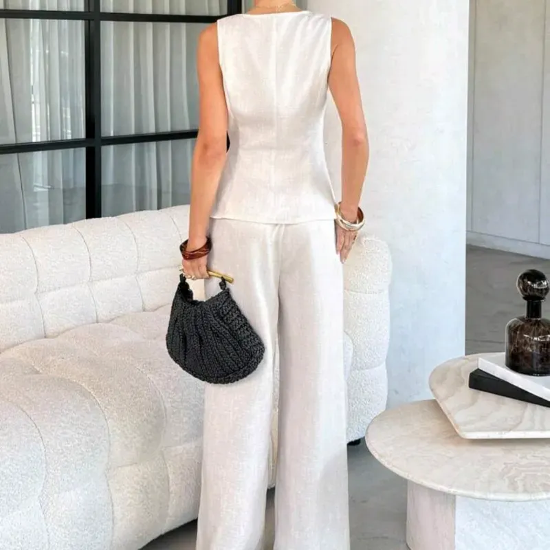 Lavishy Conjunto elegante lino/ Albaricoque