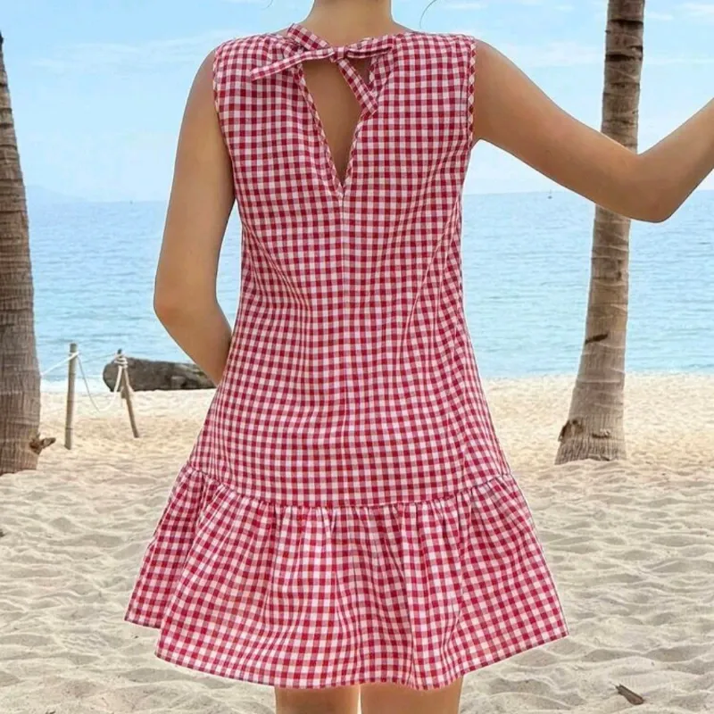 MainGRL Vestido mini/Cuadros rojos