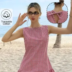 MainGRL Vestido mini/Cuadros rojos