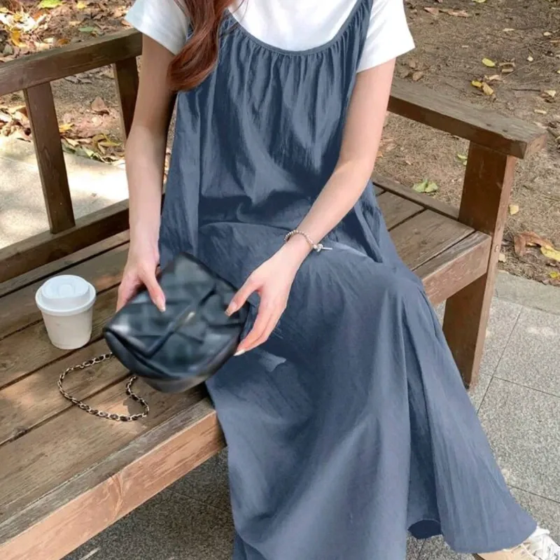 Maxi vestido con lazo/ Azul