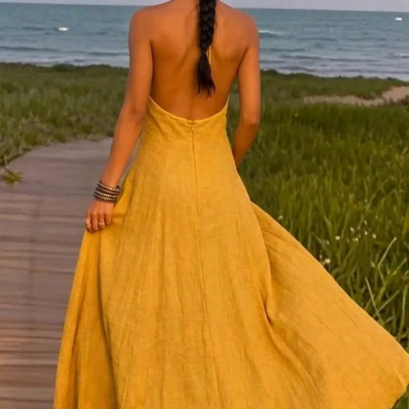 Maxi Vestido halter/ Amarillo