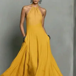 Maxi Vestido halter/ Amarillo