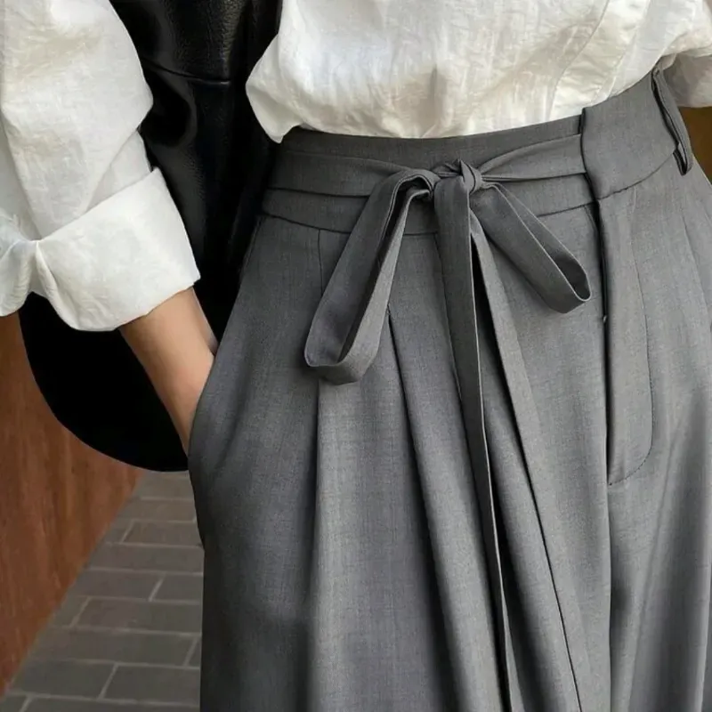 Palazzo plisado con cordon/ Gris