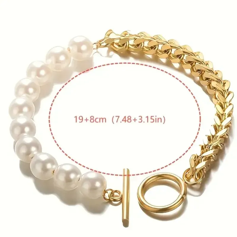 Pulsera dorada/ Perla Imitación