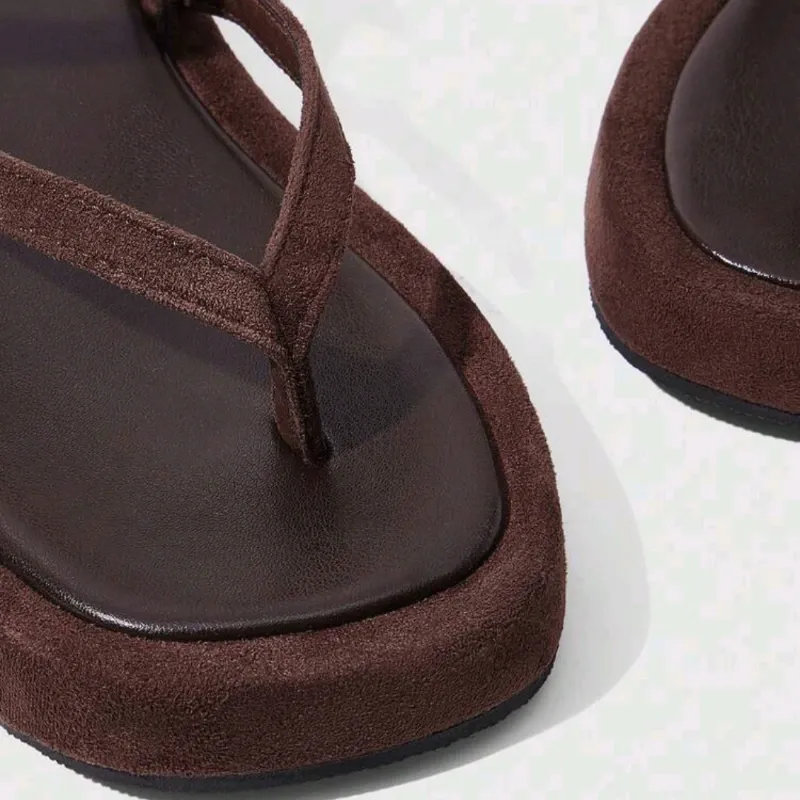 Sandalias Platform Suede Café