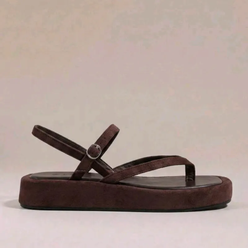 Sandalias Platform Suede Café
