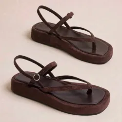 Sandalias Platform Suede Café