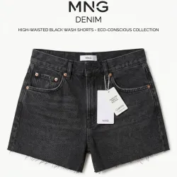 Short Denim Noir High-Waist