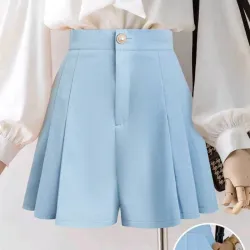 Short Tableado Azul Claro