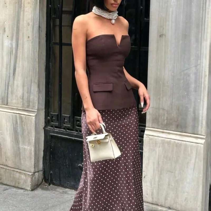 Top Corsé "Marrón Cacao" Estilo Peplum