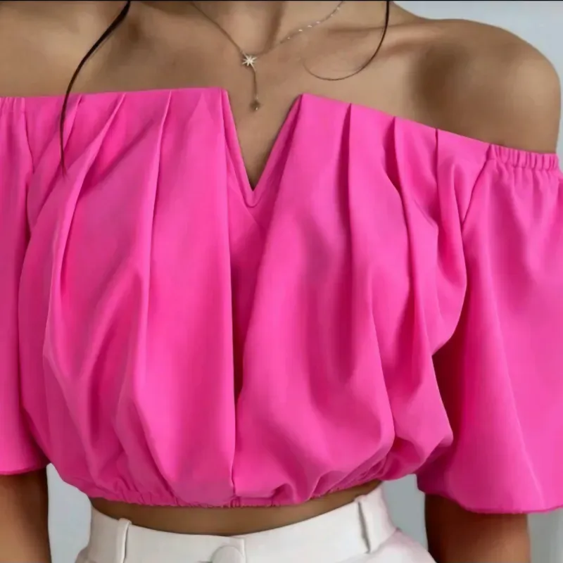 Top de hombros descubiertos /Rosa