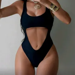 Traje de baño calado/ Negro