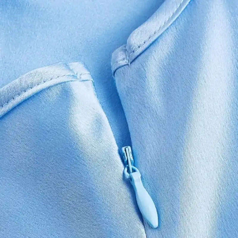 Vestido azul asimétrico/ Satén