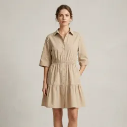 Vestido Camisero Beige Stradivarius