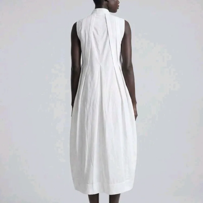 Vestido Camisero Blanco Sin Mangas