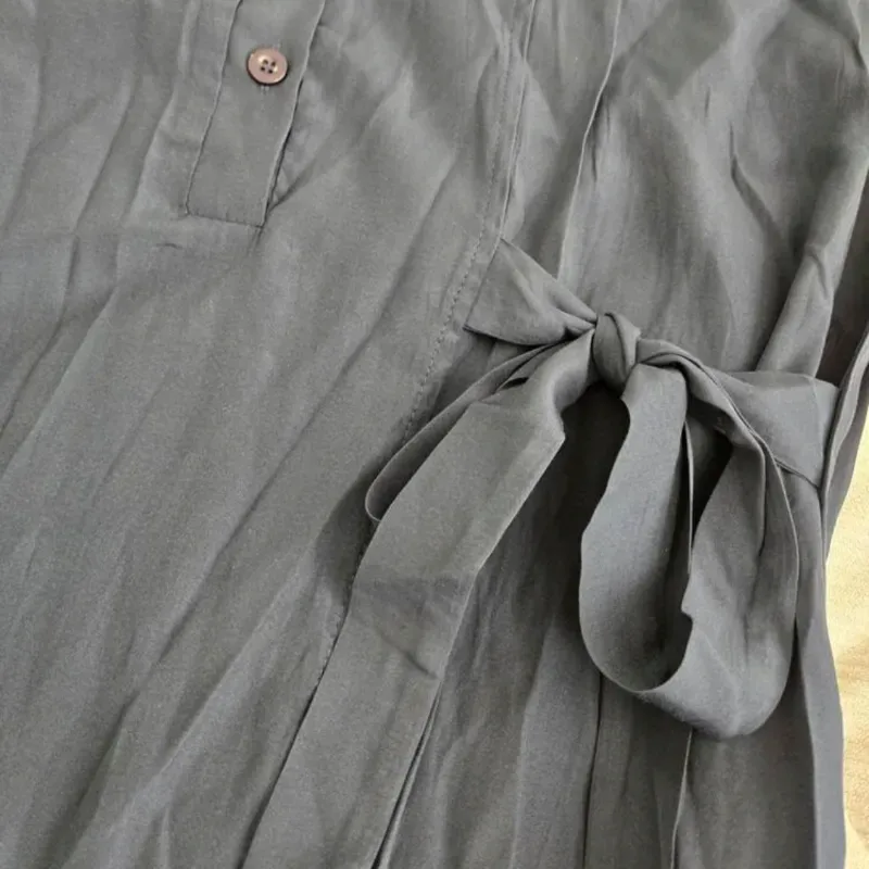 Vestido camisero con lazo/Azul