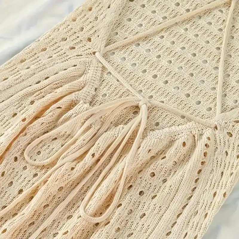 Vestido de playa con abertura lateral/ Beige