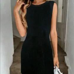 Vestido de punto texturizado/ Negro