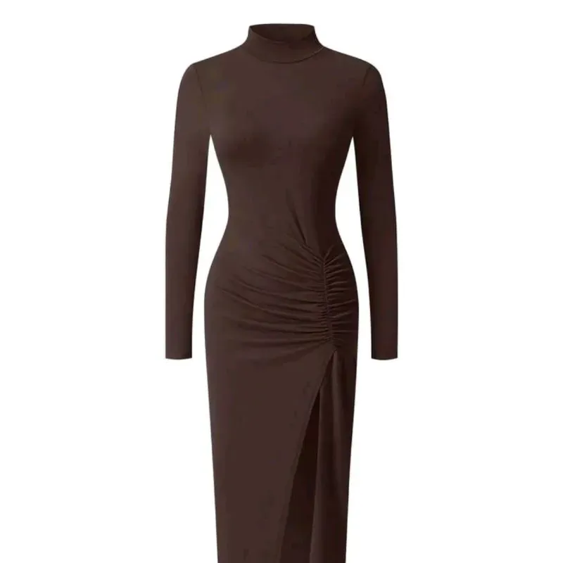 Vestido EAROU, mangas largas/Marron