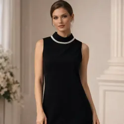 Vestido elgante cuello alto/ Negro