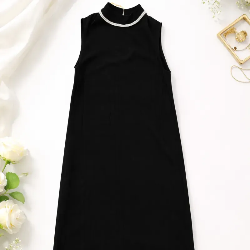 Vestido elgante cuello alto/ Negro