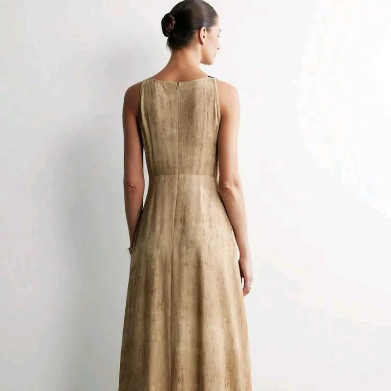 Vestido Largo Plisado Etnic Golden