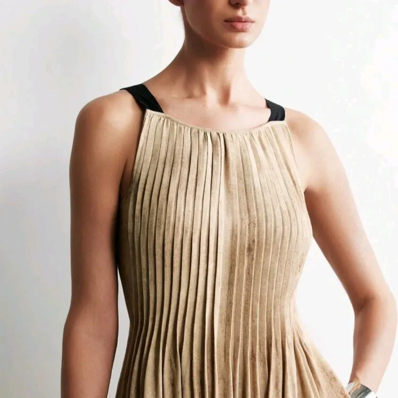 Vestido Largo Plisado Etnic Golden