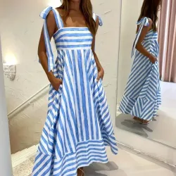 Vestido maxi a rayas/ estilo satén