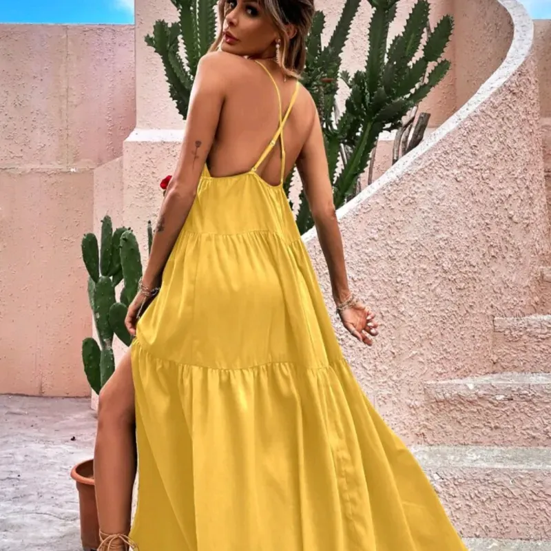 Vestido Maxi apertura/ Amarillo