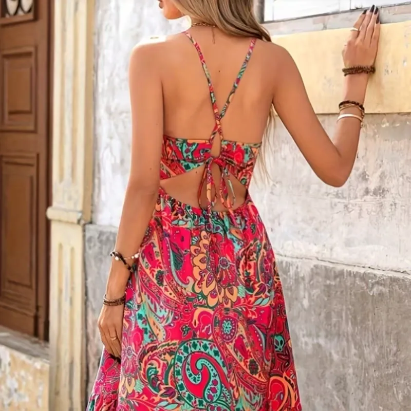 Vestido Maxi Boho "Mandarina Paisley"