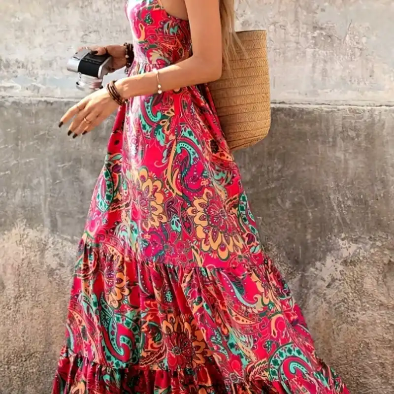 Vestido Maxi Boho "Mandarina Paisley"