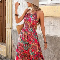 Vestido Maxi Boho "Mandarina Paisley"