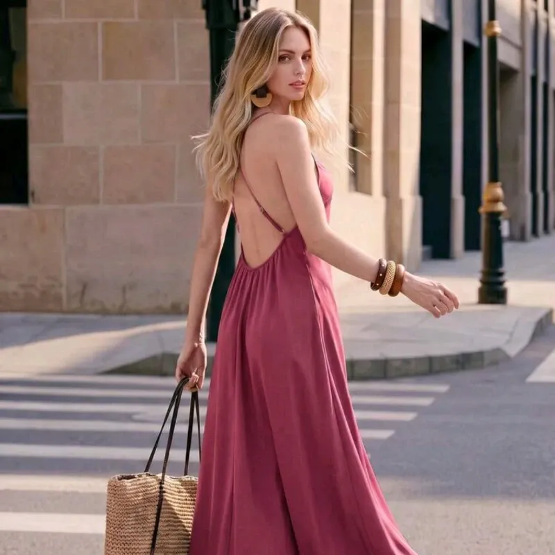 Vestido Maxi Malva Backless