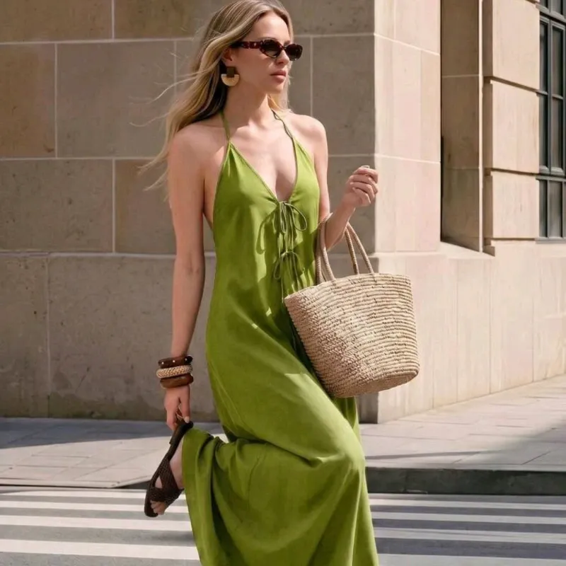 Vestido Maxi Olivo Backless