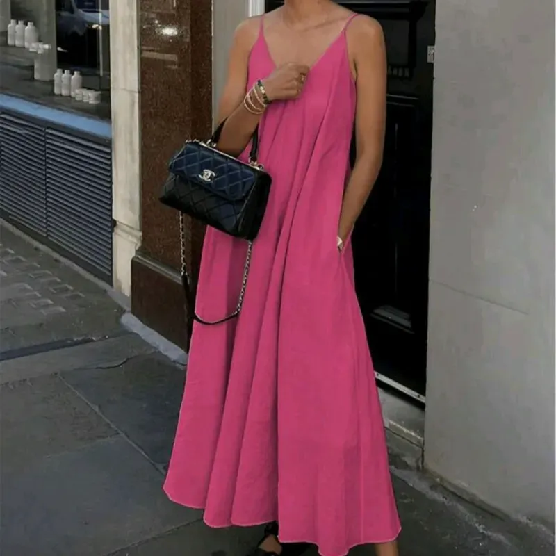 Vestido Maxi/ Rosa fucsia