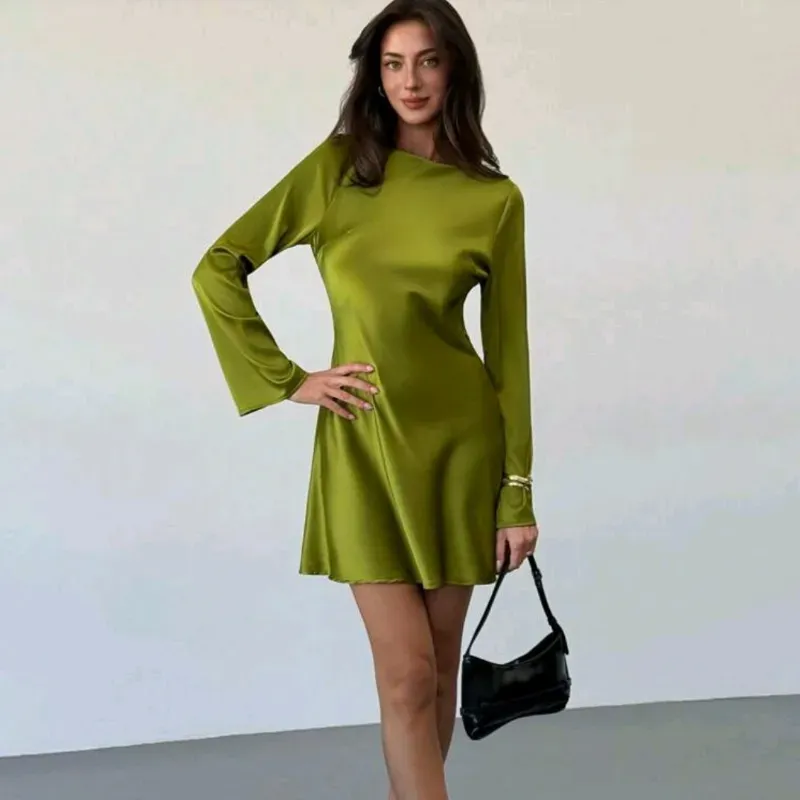 Vestido mini seda/Verde