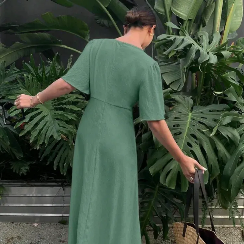 Vestido pliegues/Verde