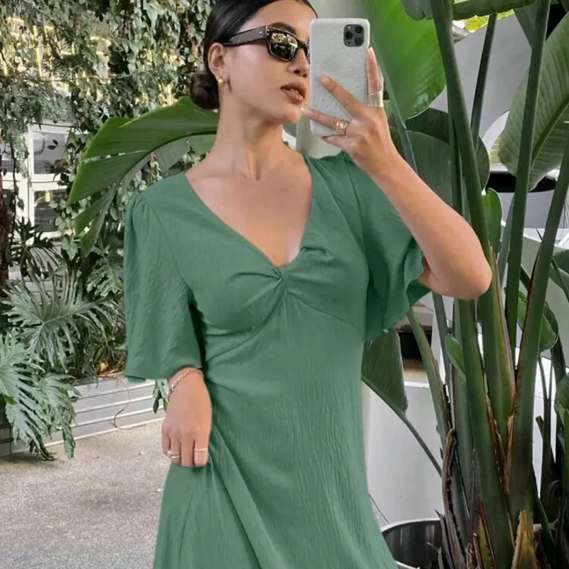 Vestido pliegues/Verde