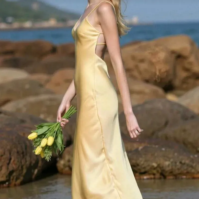 Vestido Satén/ Amarillo 