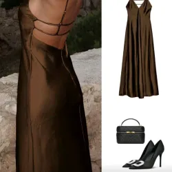 Vestido Satén/Café 