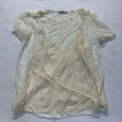 Blusa Cremita con Camiseta y Encaje