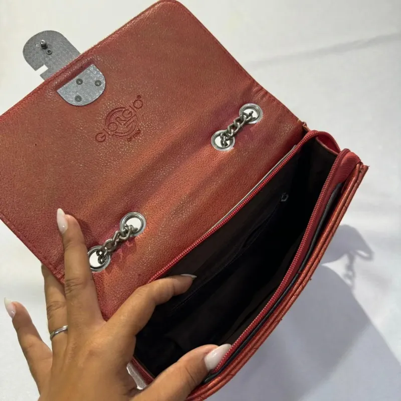 Cartera Rojo Vino Asa Larga Cadena