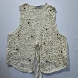 Chaleco Tejido con Cuentas de Madera