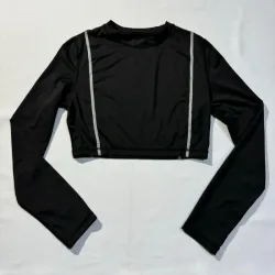 Enguatada Corta Deportiva Negra Líneas Blancas