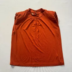 Blusa Naranja Quemada con Hombreras sin Mangas