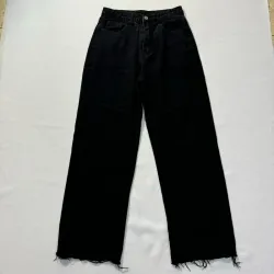 Jean Negro Ancho Deshilachado