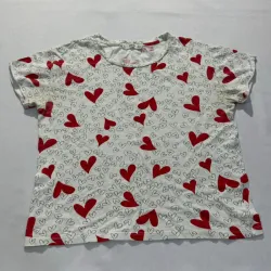 Pulover Blanco Estampado de Corazón