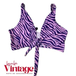 Top Corto Estampado Morado Zebra