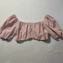 Top Corto Estampado Vichy Rosa y Blanco